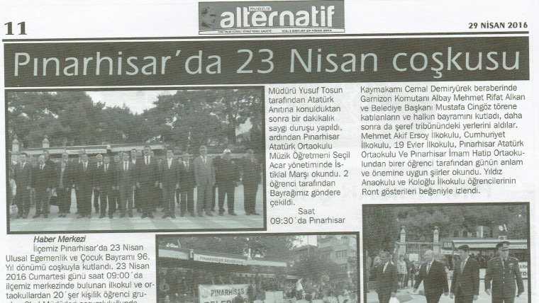 Pınarhisar'da 23 Nisan Coşkusu