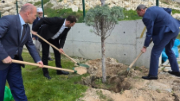 TOKİ Camii bahçesine bağışladığı fidanların dikimini gerçekleştirdik.